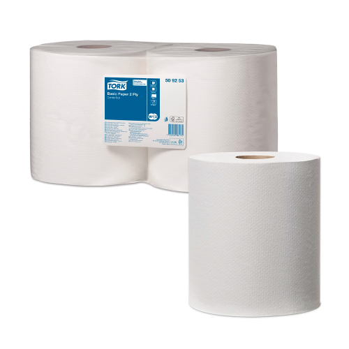 Двухслойная базовая протирочная бумага Tork идеально подходит для базовой протирки поверхностей и рук и уборки помещений 509253 Двухслойная базовая протирочная бумага Tork идеально подходит для базовой протирки поверхностей и рук и уборки помещений 509253